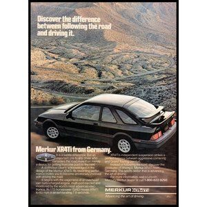 1986 Merkur XR4Ti Sports Car Vintage Print Ad Curvy Mountain Road Wall Art Photo